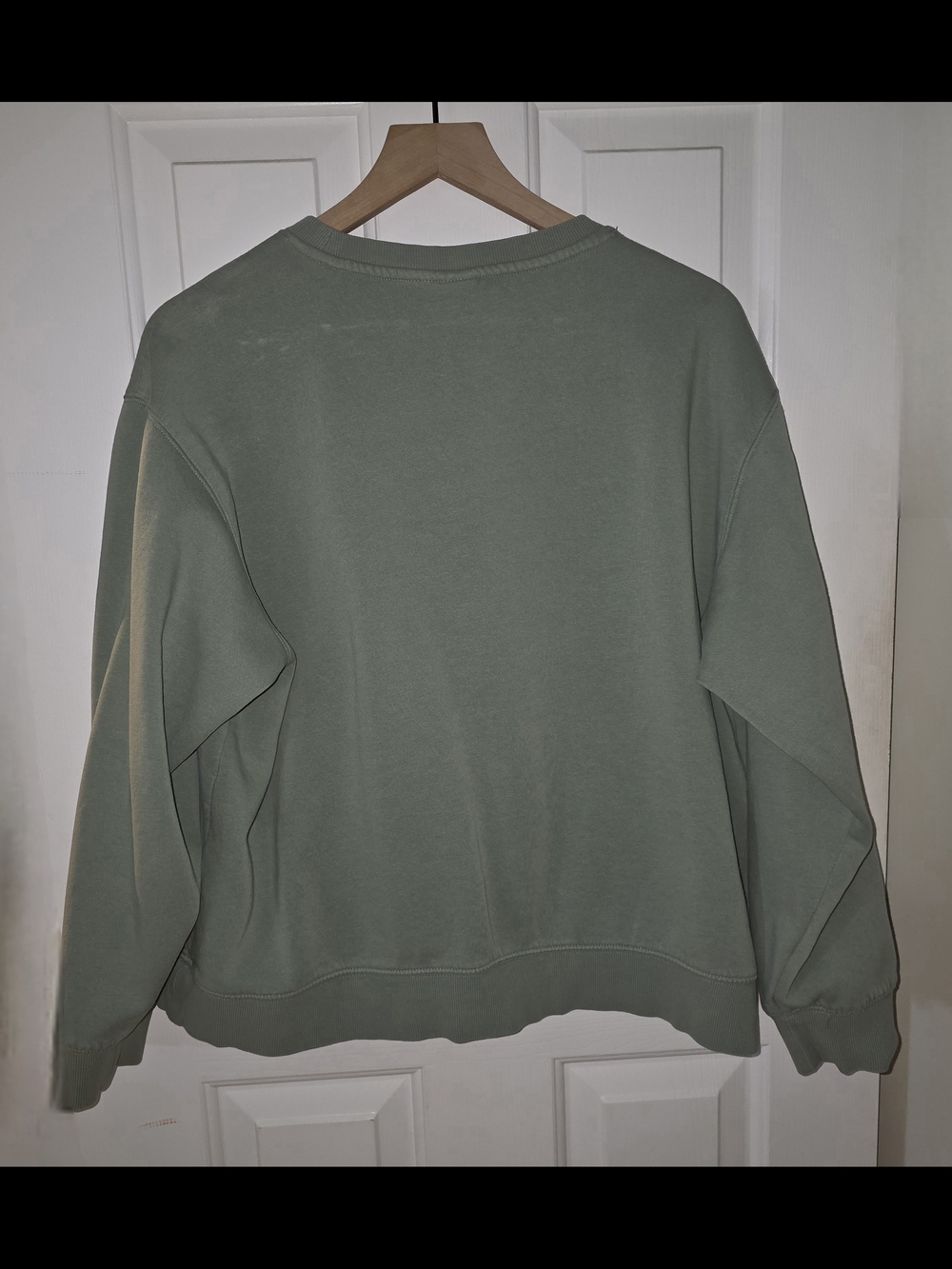 H&M Disney Mickey Mouse Embossed Sweatshirt Sage Green Crewneck Size L - Picture 4 of 4